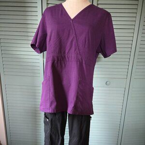 Dickies EDS Signature Empire waist Mock wrap Scrub top Medium Eggplant purple